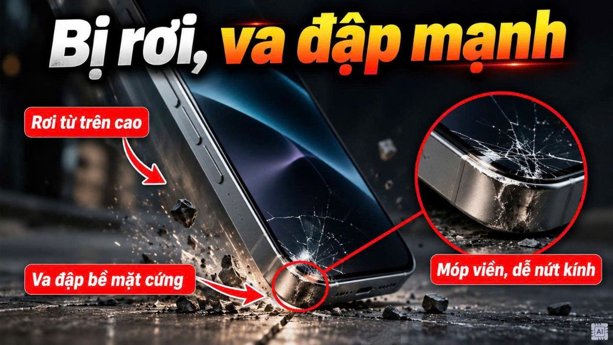 iPhone 17 bị móp do rơi, va đập
