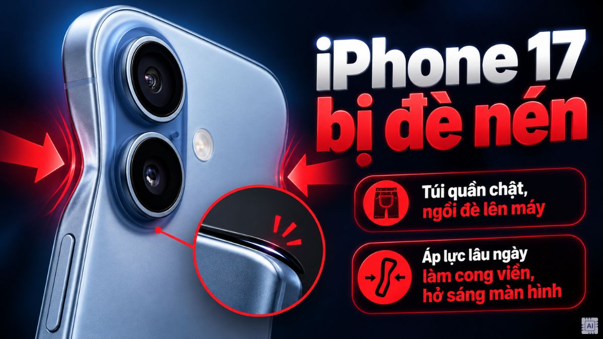 iPhone 17 bị móp do đè nén