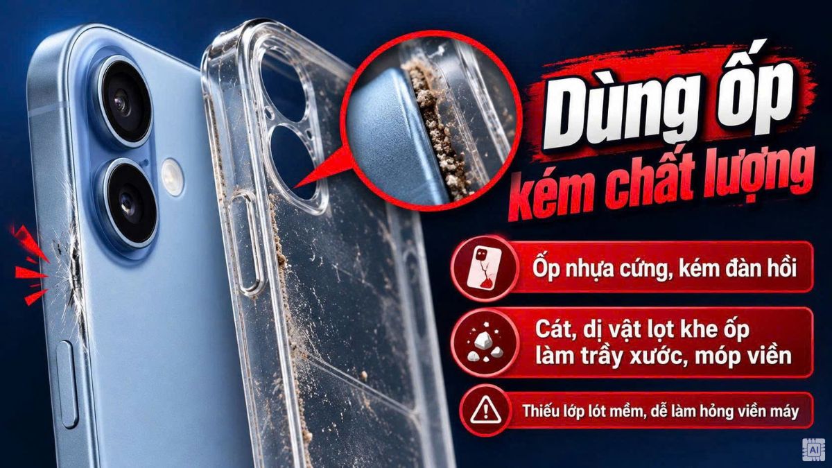 iPhone 17 bị móp do dùng ốp kém chất lượng
