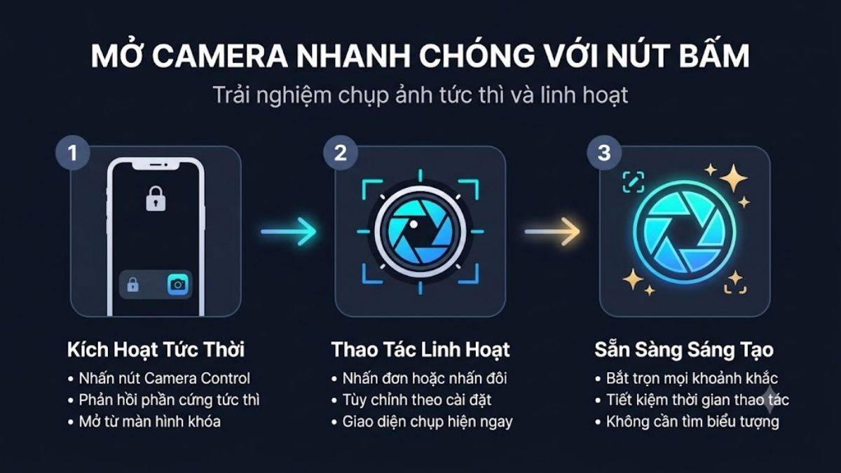 Mở camera nhanh chóng của Camera Control iPhone 17