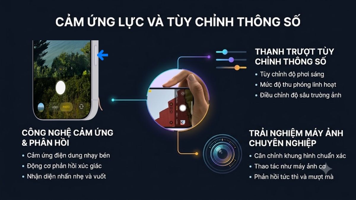 Cảm ứng lực và điều chỉnh thông số của Camera Control iPhone 17