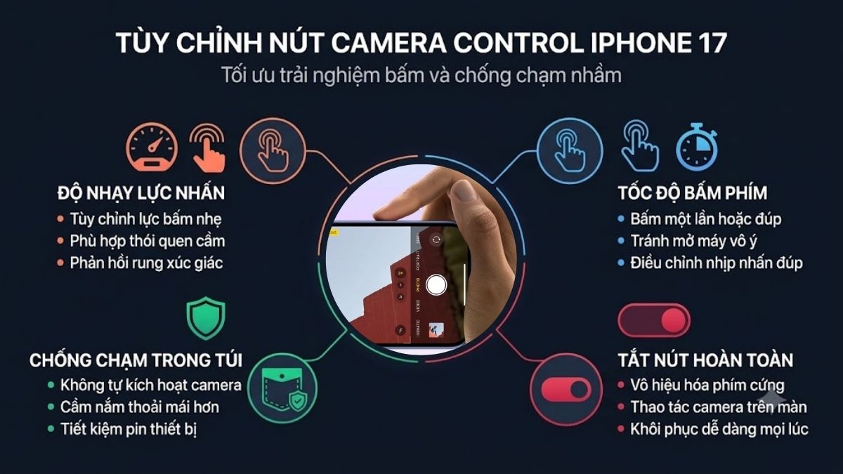 Tùy chỉnh hoặc vô hiệu hóa của Camera Control iPhone 17