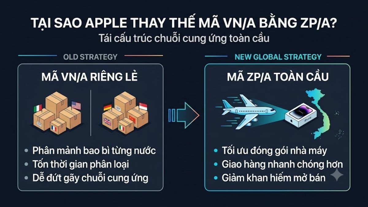 Lý do mà Apple thay thế mã VN/A bằng ZP/A