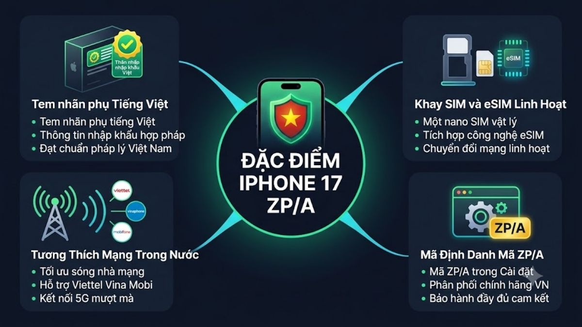 Đặc điểm của iPhone 17 mã ZP/A chính hãng tại Việt Nam
