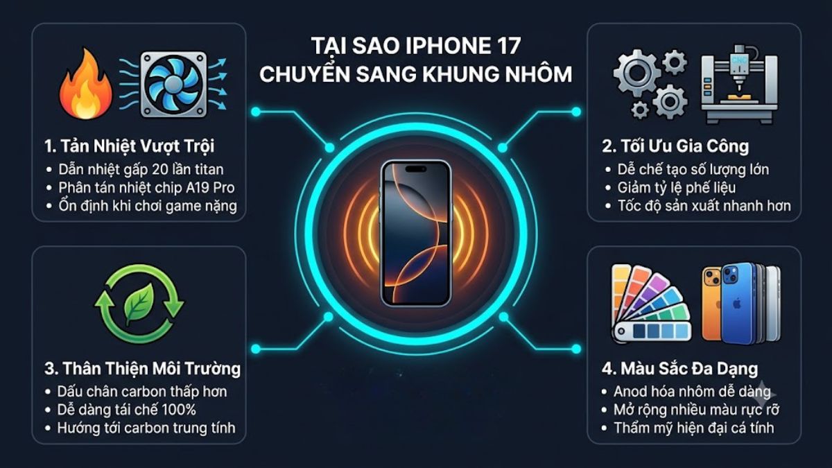 Lý do Apple thay đổi chất liệu khung viền trên iPhone 17