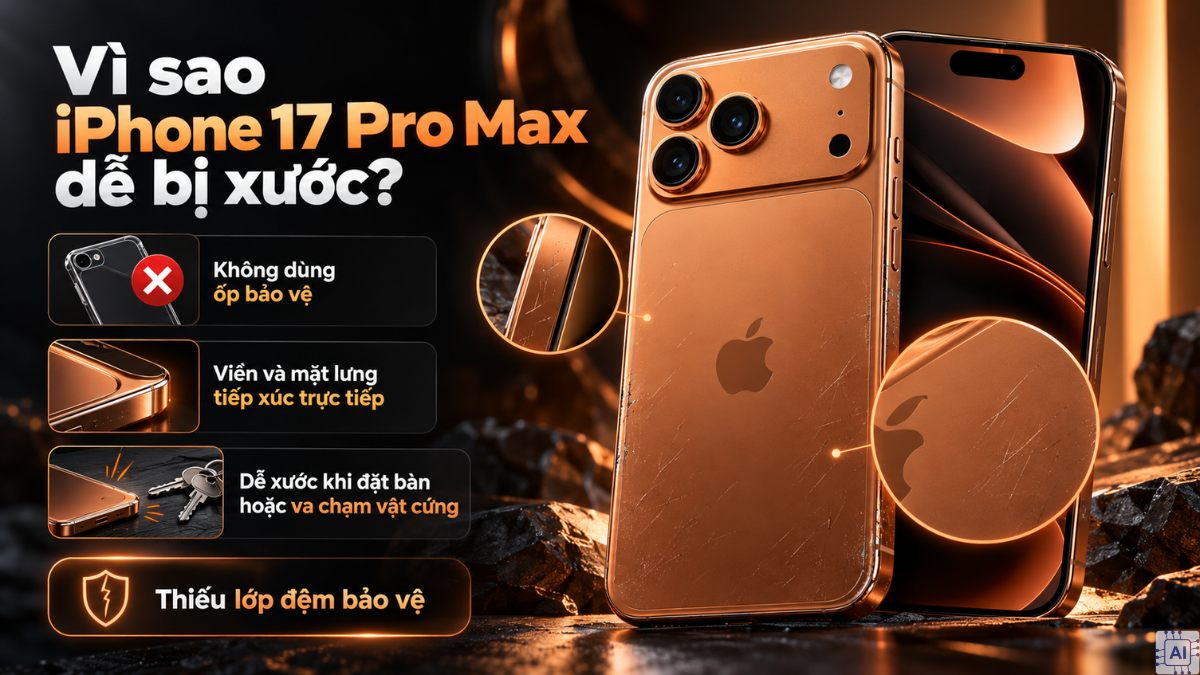 iPhone 17 Pro Max bị xước do không dùng ốp bảo vệ máy