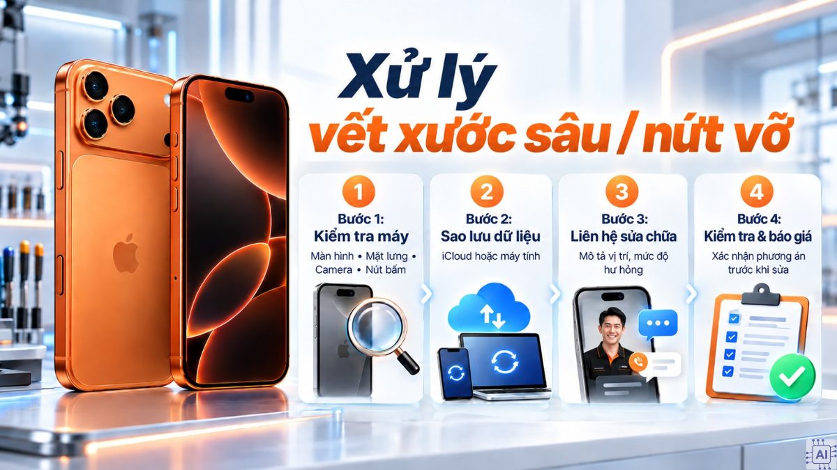 Cách xử lý iPhone 17 Pro Max bị xước sâu, nứt vỡ