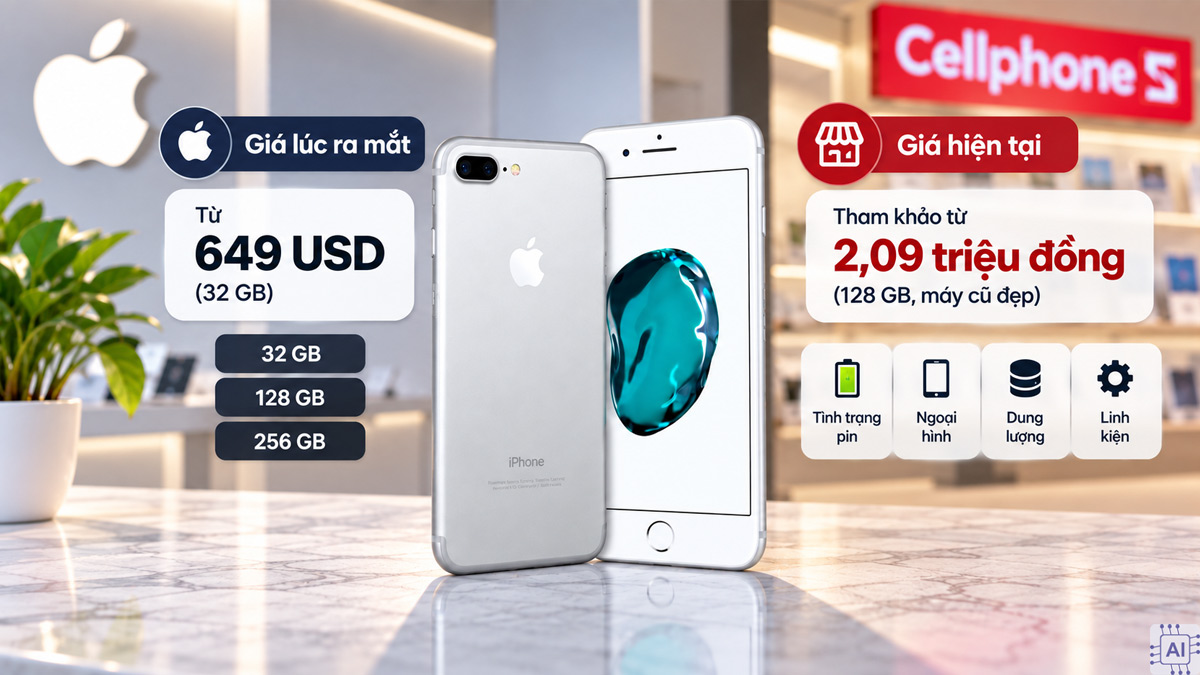 Giá iPhone 7G lúc ra mắt và ở hiện tại