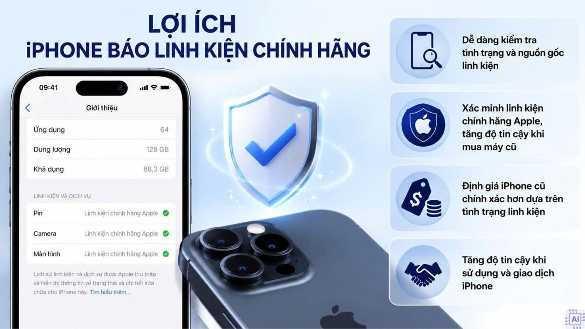 Lợi ích của tính năng iPhone báo linh kiện chính hãng