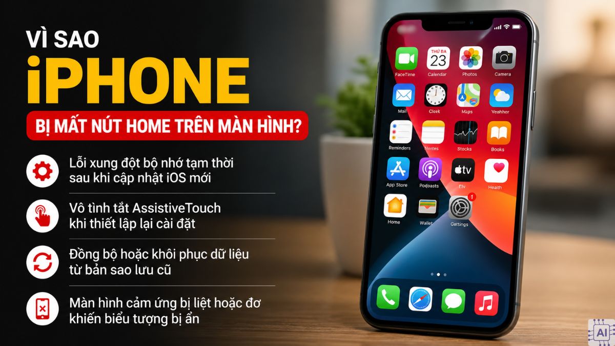 Lý do iPhone bị mất nút Home trên màn hình
