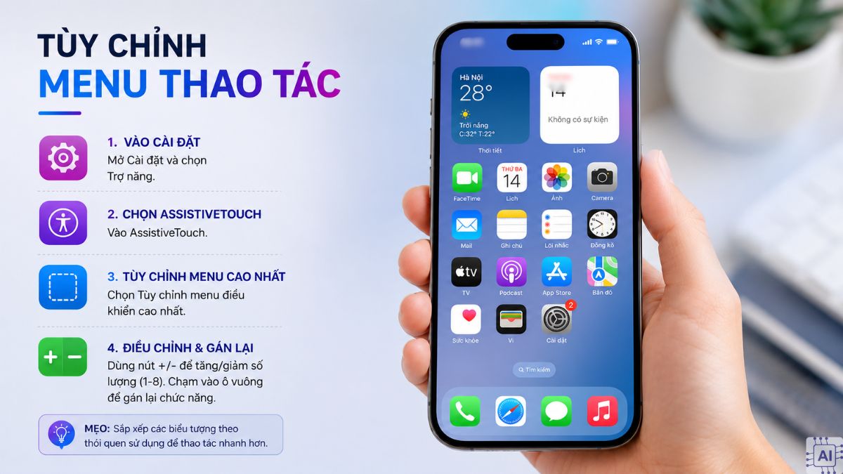 Tùy chỉnh Menu thao tác đơn giản