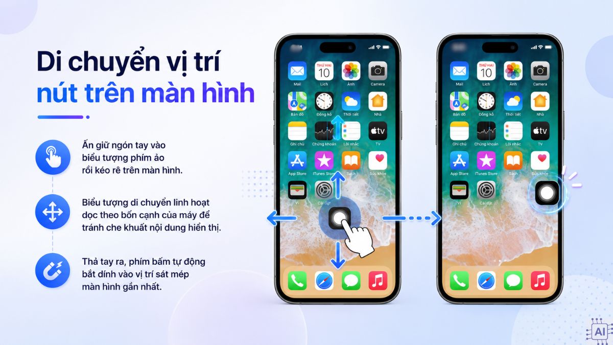 Di chuyển vị trí nút trên màn hình thuận tiện hơn