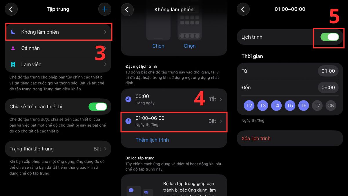 Tắt Không làm phiền khi iPhone bị mất rung - bước 3,4