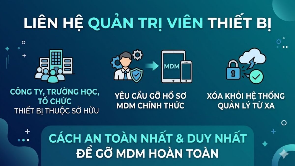 Liên hệ quản trị viên thiết bị khi iPhone bị quản lý từ xa