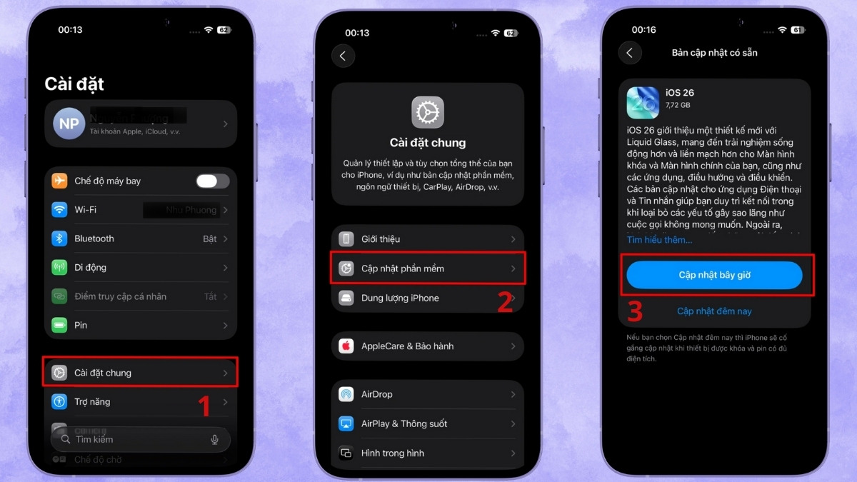Cập nhật hệ điều hành khi iPhone bị sọc màn hình