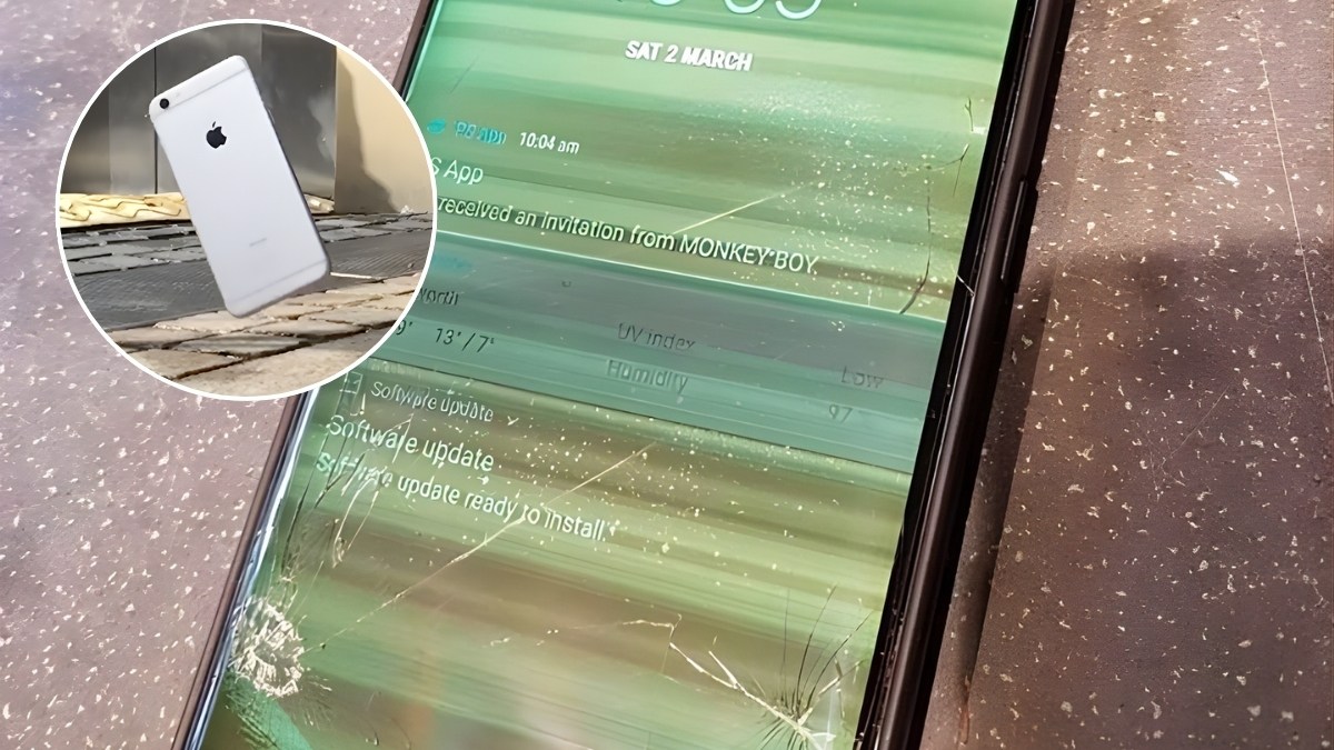 iPhone bị sọc ngang màn hình do va đập, bị rơi