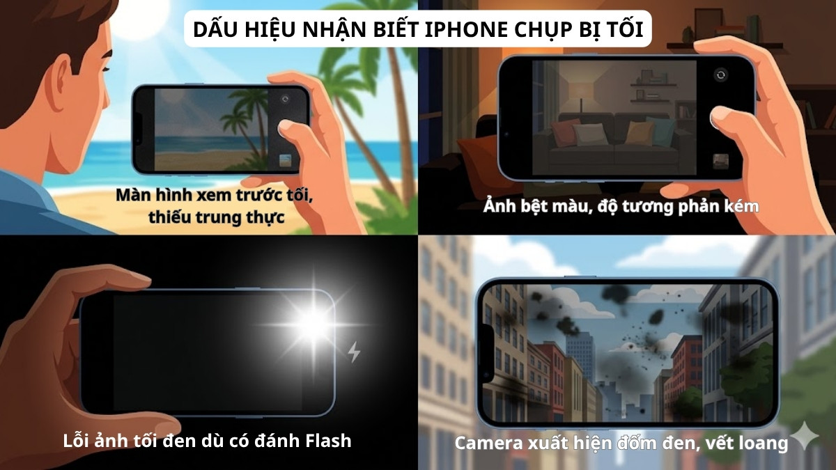 Dấu hiệu nhận biết iPhone chụp bị tối
