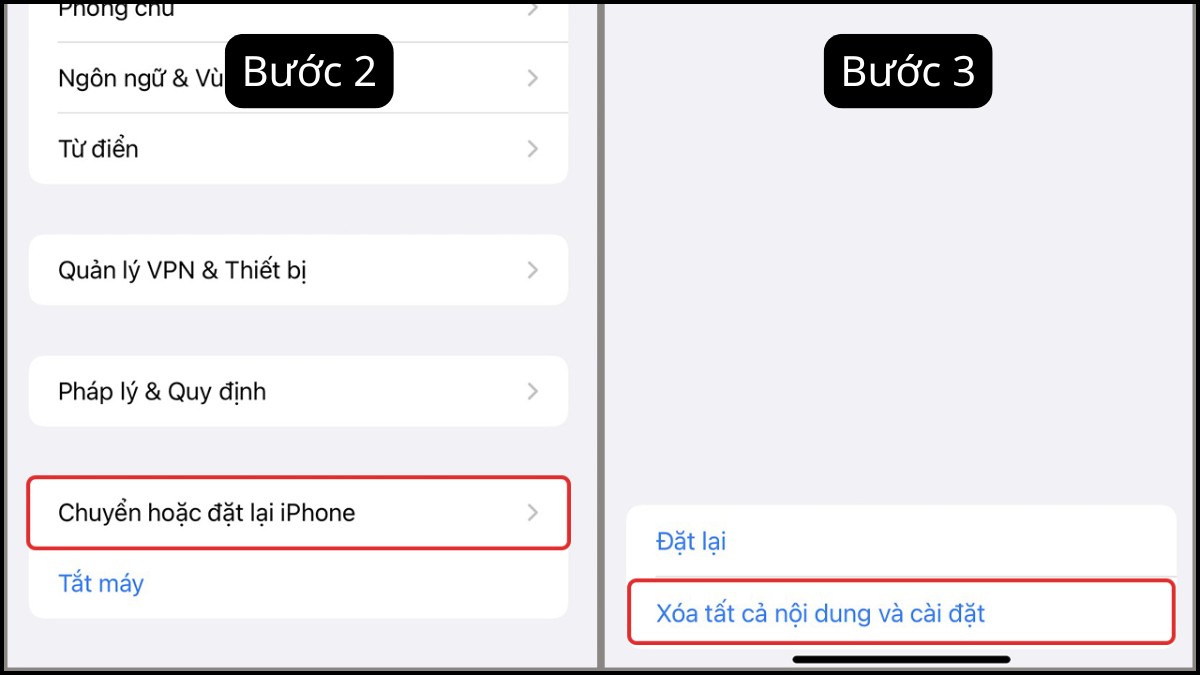 Khôi phục cài đặt gốc để khắc phục iPhone chụp ảnh bị tối - bước 2