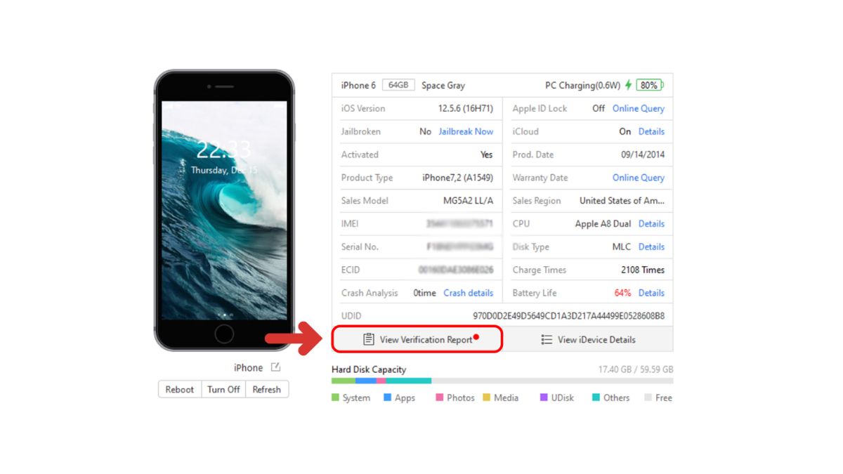 Cách kiểm tra iPhone cũ 99 bằng 3uTools - bước 4