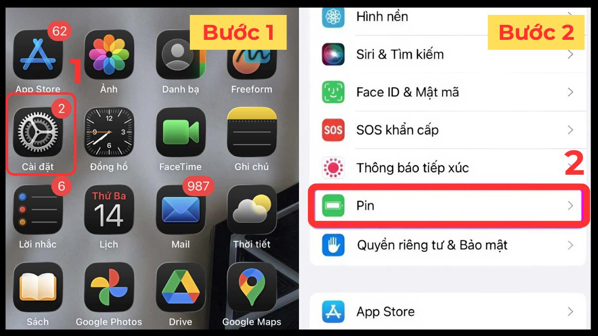 Kiểm tra pin iPhone cũ - bước 1