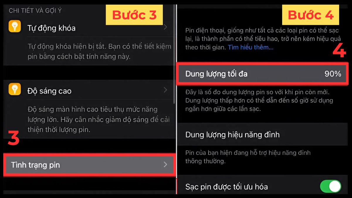 Kiểm tra pin iPhone cũ - bước 2,3