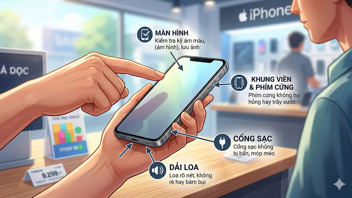Cách kiểm tra iPhone demo trước khi mua - kiểm tra ngoại hình, tính năng cơ bản