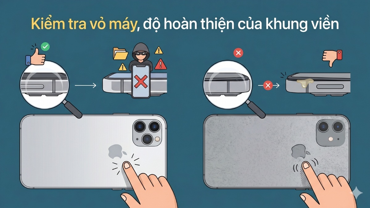 Nhận biết iPhone dựng bằng cách kiểm tra vỏ máy, khung viền