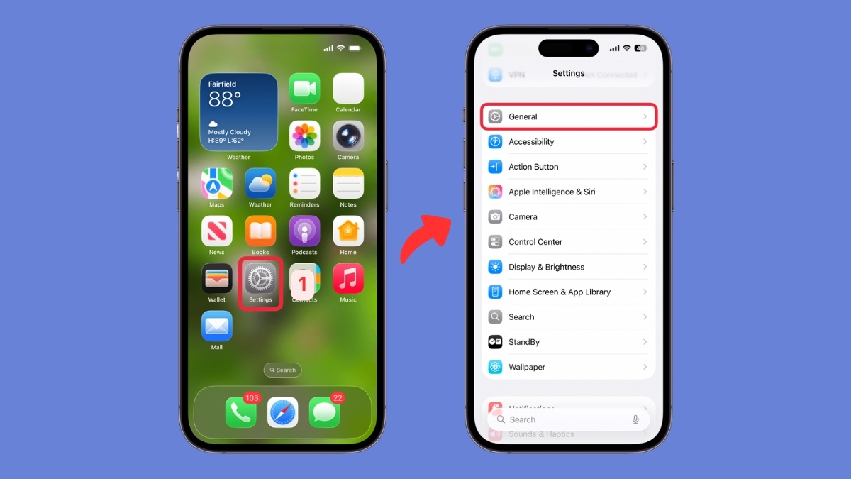Nhận biết iPhone dựng bằng cách kiểm tra thông tin máy - bước 1