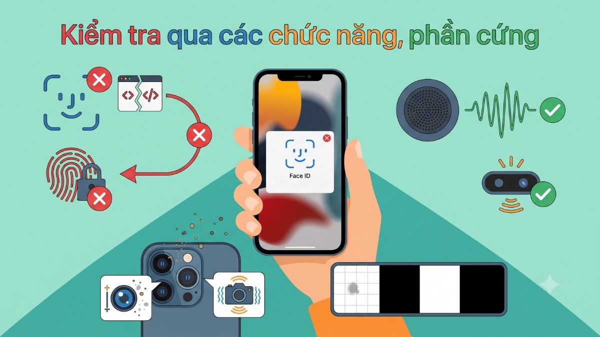 Nhận biết iPhone dựng bằng cách kiểm tra chức năng, phần cứng - bước 1