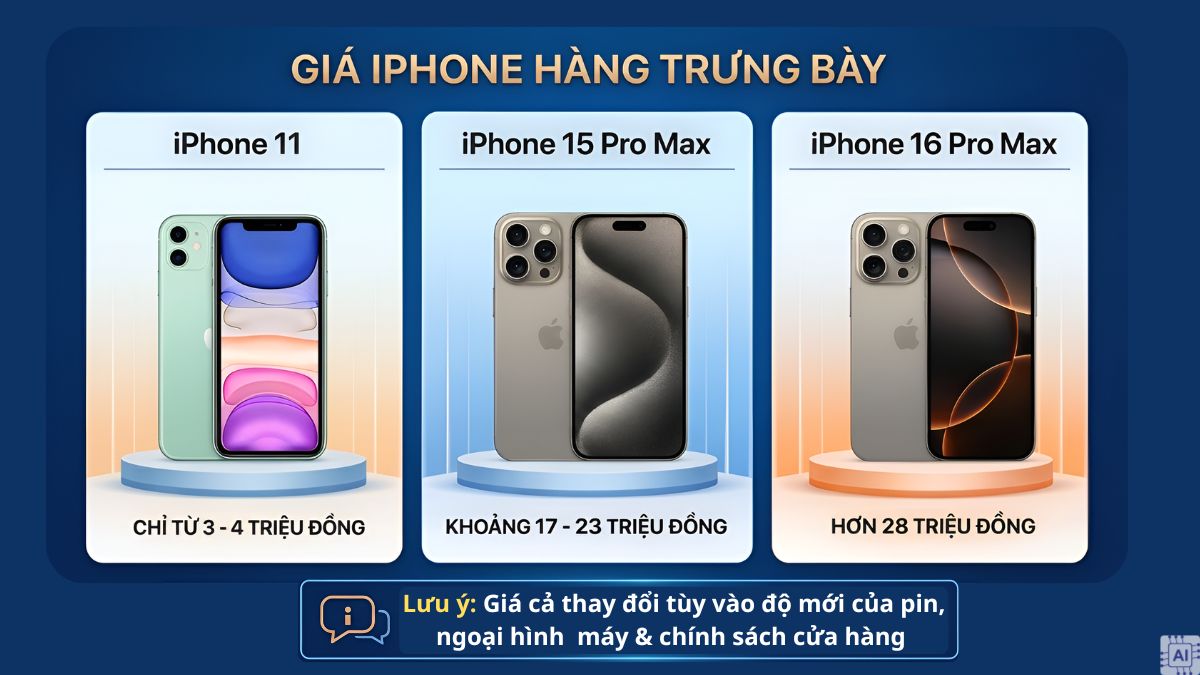 Giá iPhone hàng trưng bày hiện nay thay đổi tùy theo biến động thị trường