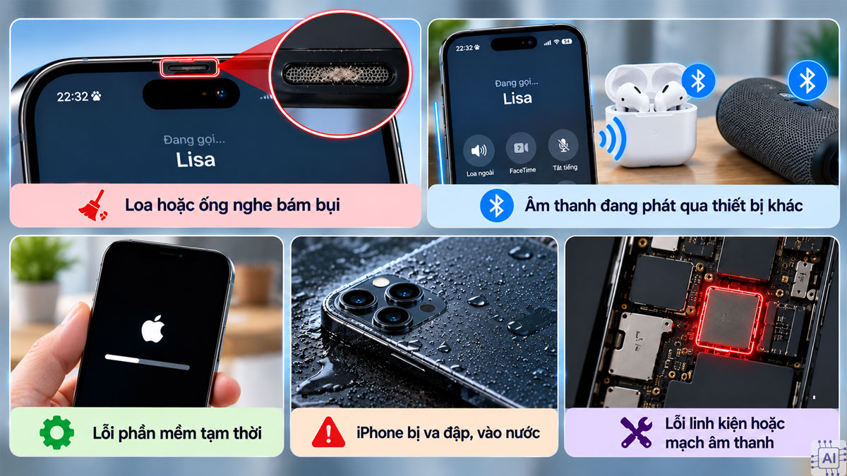 Nguyên nhân khiến iPhone không nghe được loa trong