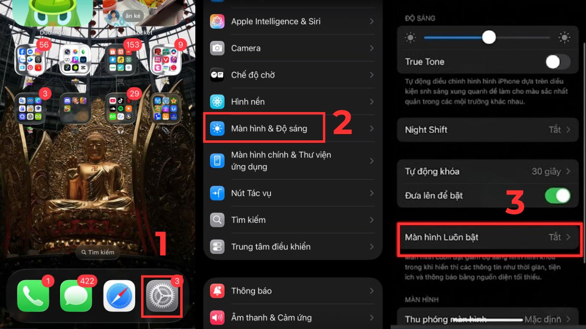 Tắt Always On Display khi iPhone không tắt được màn hình