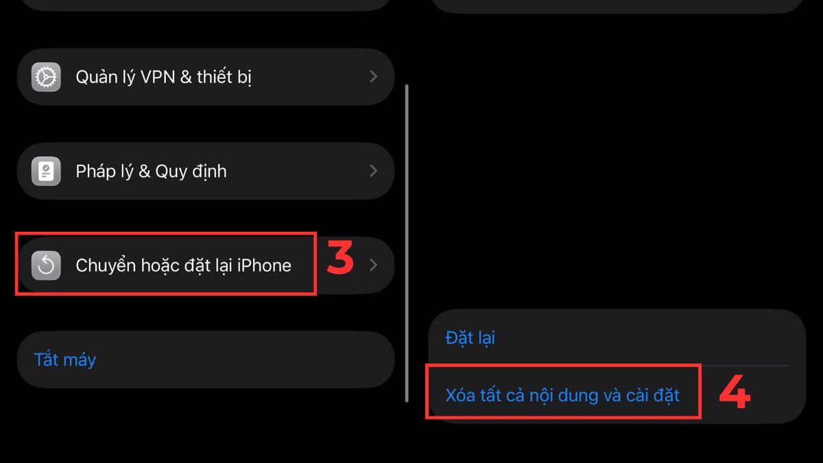 Khôi phục cài đặt gốc iPhone không tắt được màn hình - bước 2,3