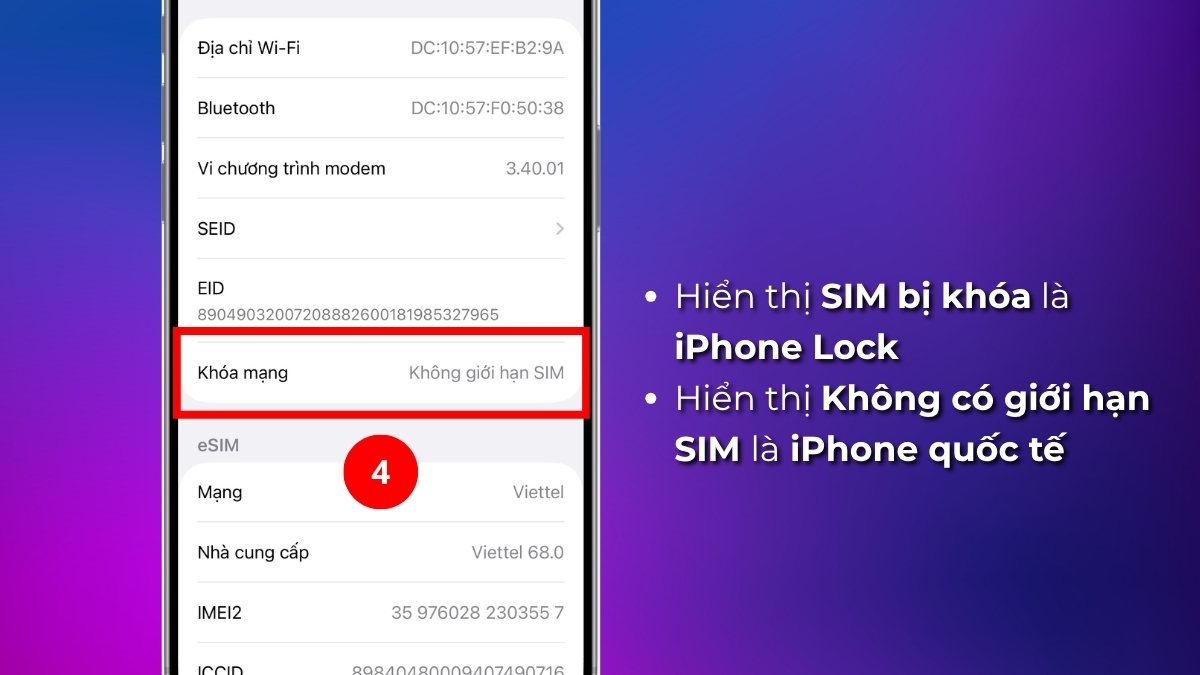Cách kiểm tra iPhone Lock trong cài đặt - bước 2,3