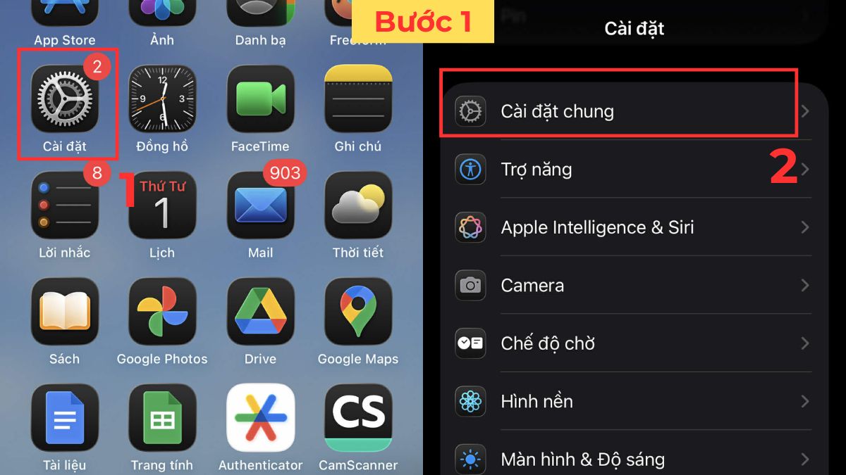 Khôi phục cài đặt gốc iPhone để khắc phục lỗi iPhone mất True Tone - bước 1