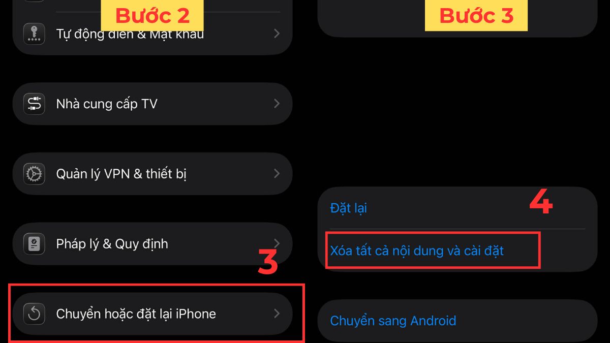 Khôi phục cài đặt gốc iPhone để khắc phục lỗi iPhone mất True Tone - bước 2