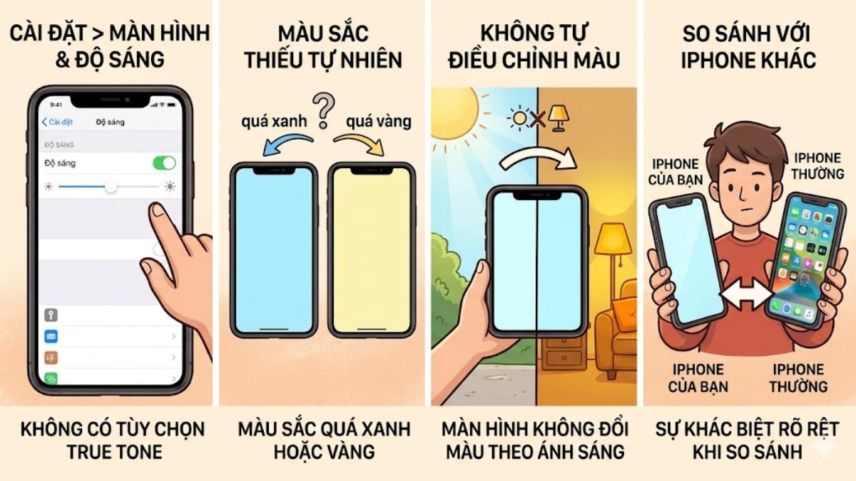 Dấu hiệu nhận biết iPhone mất True Tone 