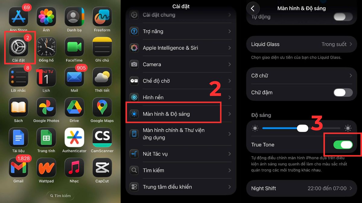 Kiểm tra cài đặt True Tone để khắc phục lỗi iPhone mất True Tone