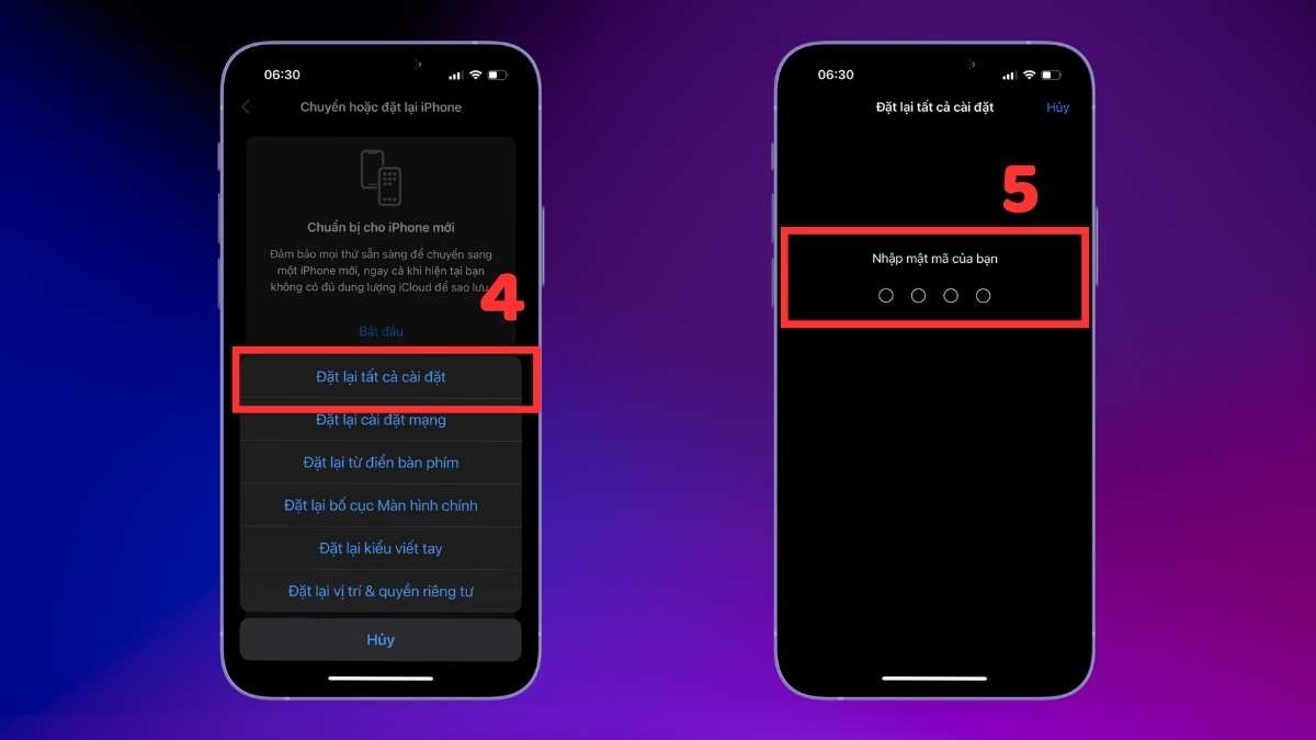Khôi phục cài đặt gốc khi iPhone sạc không lên phần trăm pin - bước 3
