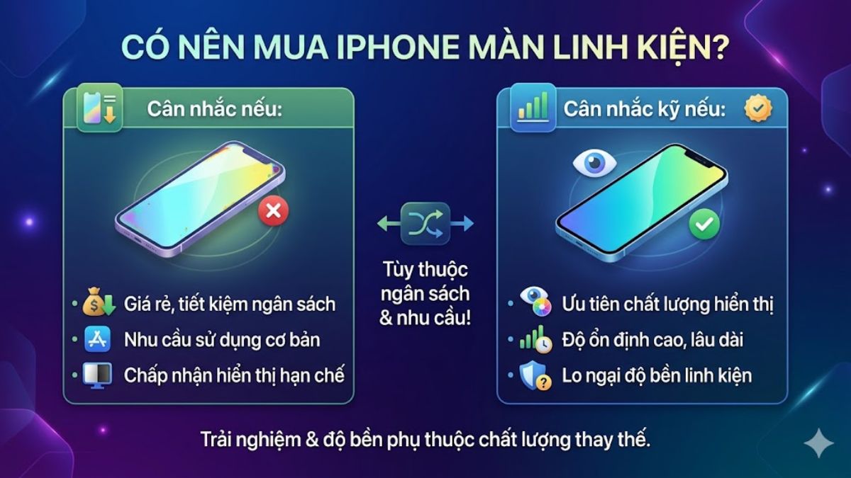 Mua iPhone màn linh kiện tùy thuộc vào nhu cầu sử dụng