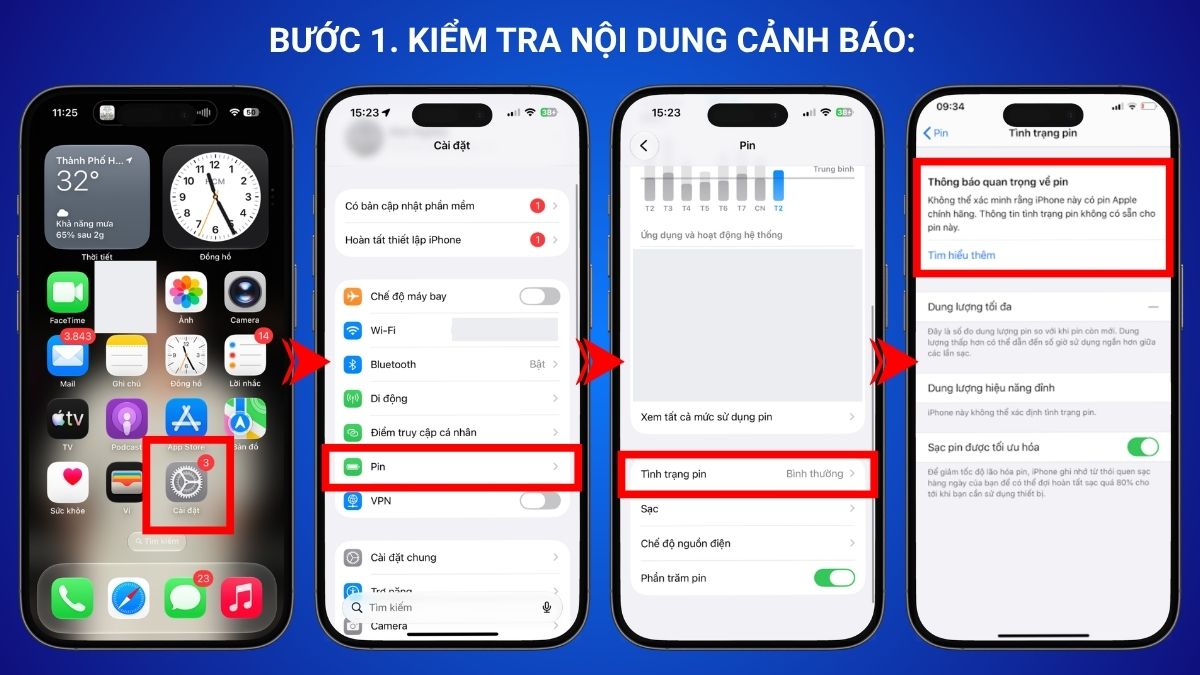 Cách khắc phục iPhone thông báo quan trọng về pin - bước 1