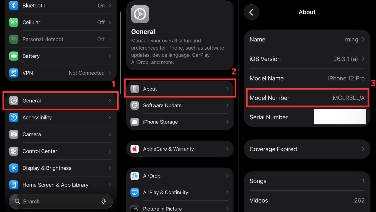 Cách kiểm tra iPhone trả bảo hành trước khi mua - kiểm tra model máy