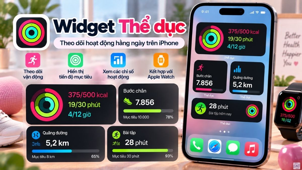 Widget Thể dục: Theo dõi hoạt động hằng ngày