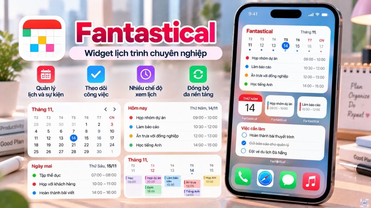 Fantastical: Widget lịch trình chuyên nghiệp