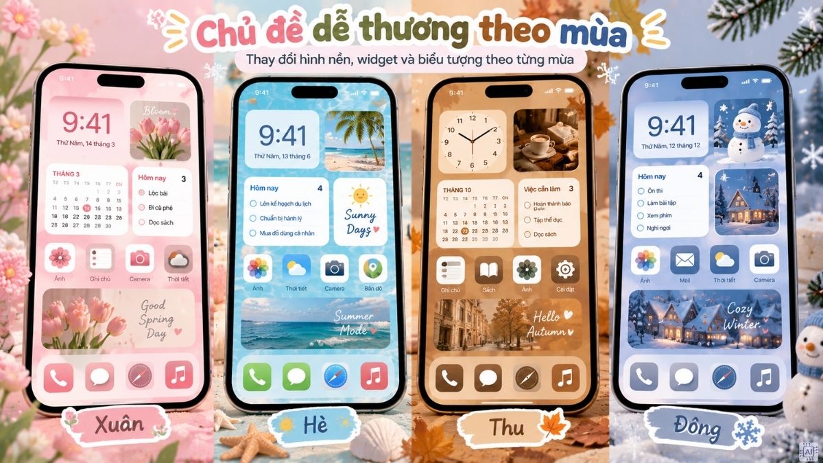 Widget iPhone với phong cách chủ đề theo mùa