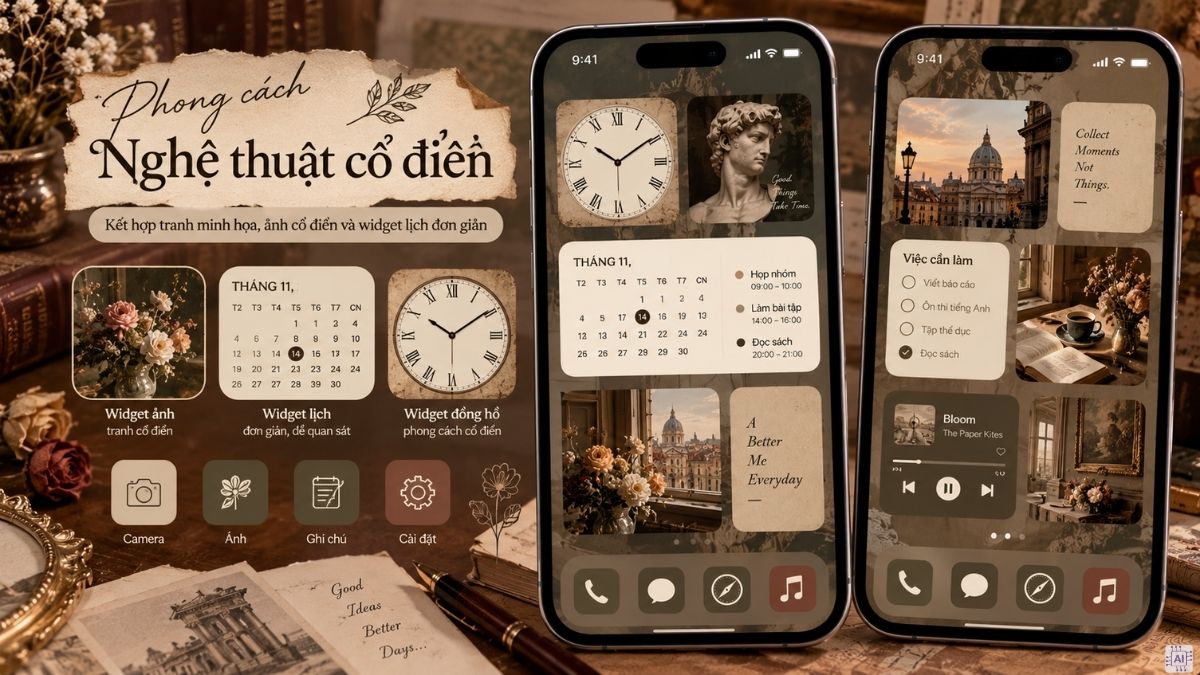 Widget iPhone với phong cách nghệ thuật cổ điển