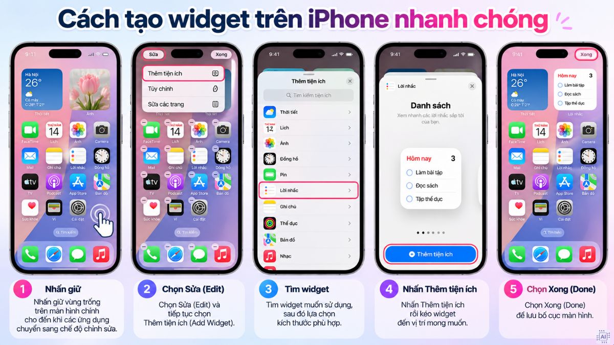 Cách tạo widget trên iPhone nhanh chóng