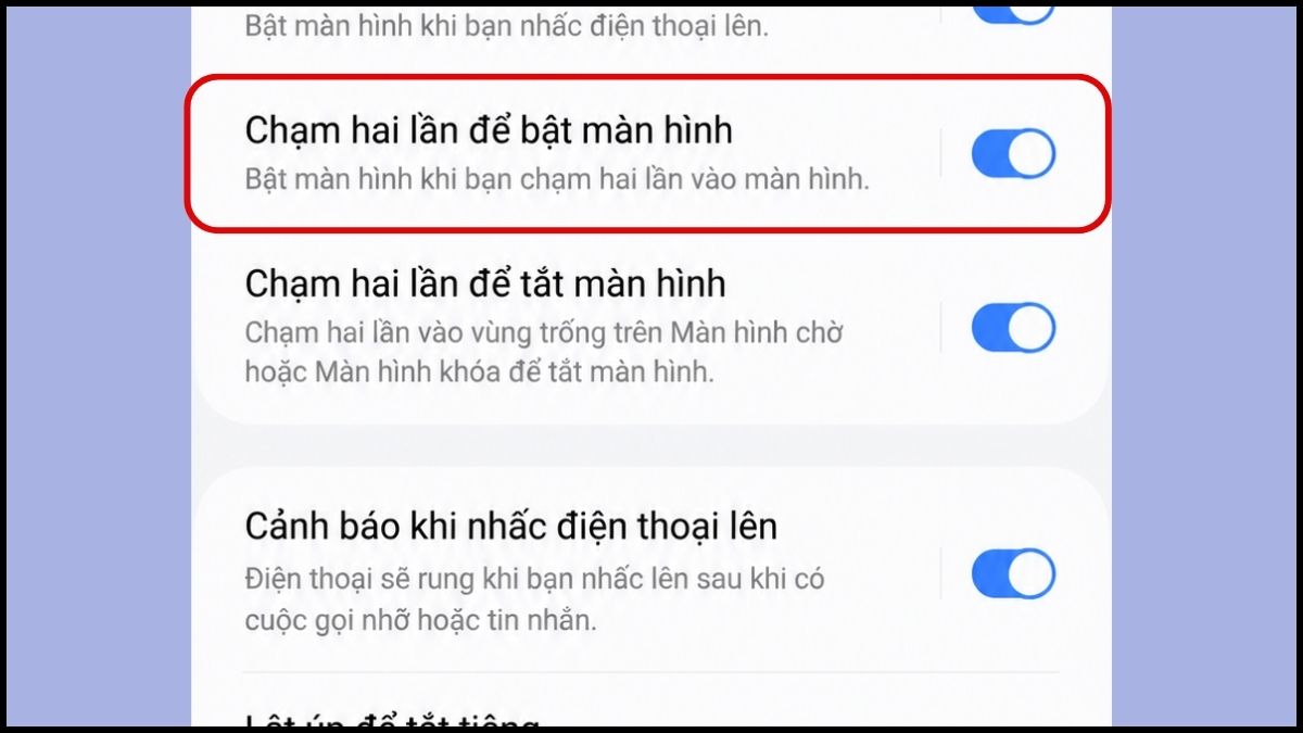 Cách khóa màn hình Samsung bằng chạm 2 lần tắt màn hình - bước 3