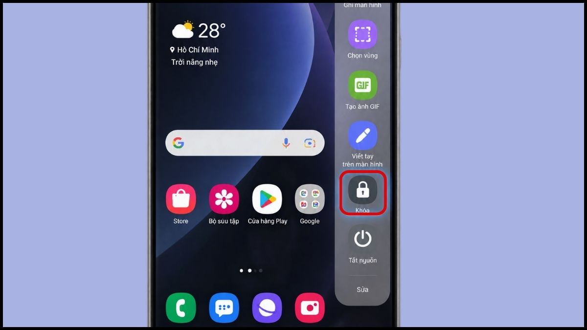 Cách khóa màn hình Samsung bằng Edge Panels - bước 3