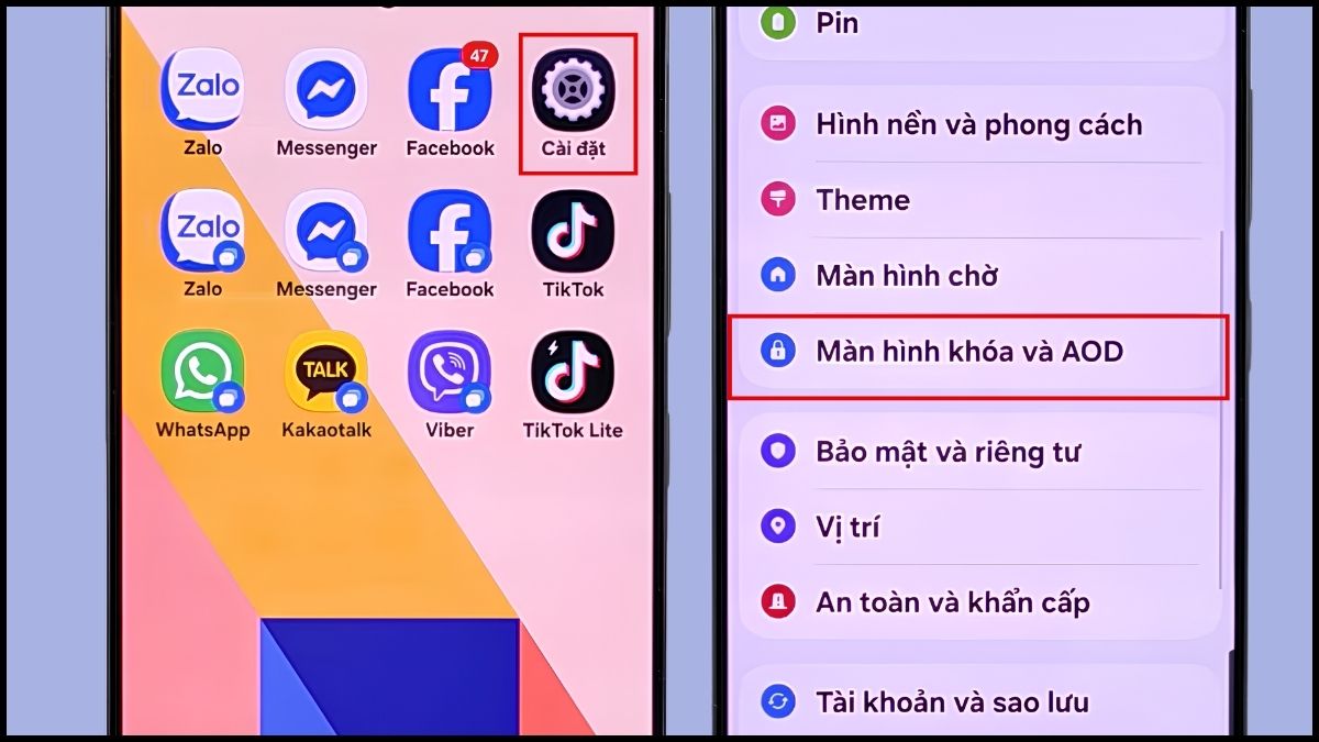 Khóa màn hình Samsung bằng mẫu hình - bước 1